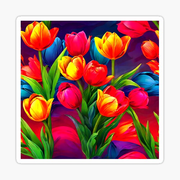 Item preview, Rainbow-colored tulips designed and sold by Tchoice.