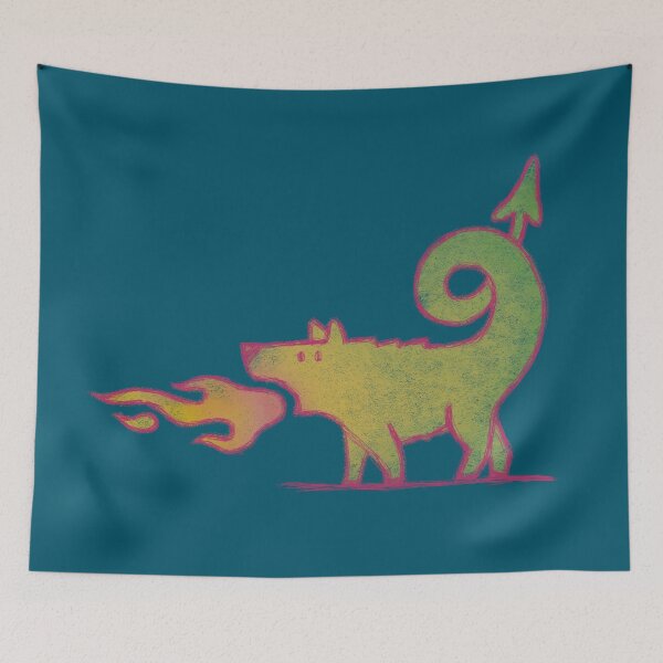 Item preview, Dinkum,  the Dragon Dingo - for dark background designed and sold by BrownWoodRobot.