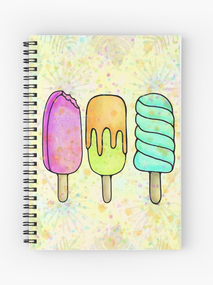 Cuaderno de espiral «Fiesta de paletas Pintura de acuarela, Yummy Rainbow  Icecream» de Limolida | Redbubble