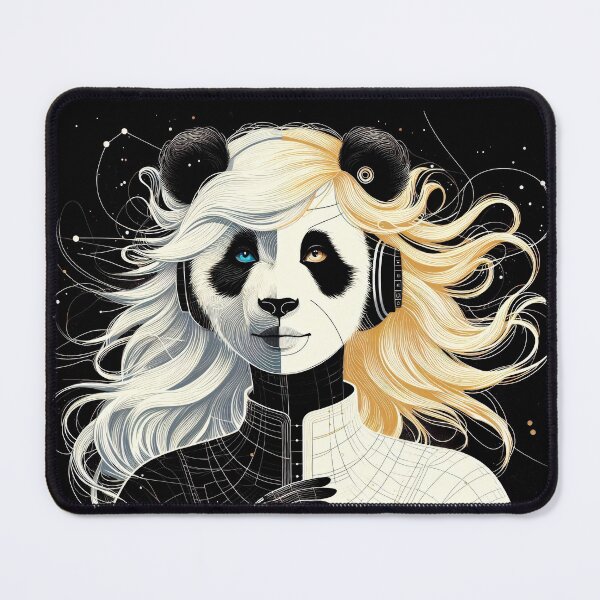 Item preview, The funky space panda in headphones - yin yang designed and sold by yearmoe.