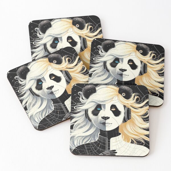 Item preview, The funky space panda in headphones - yin yang designed and sold by yearmoe.
