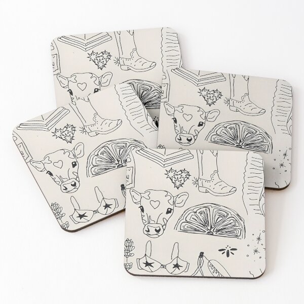 Item preview, Cowgirl Western Collage Minimalistic Cow Coquette Doodle designed and sold by DALdesignstore.