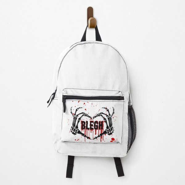 Item preview, I Love Blegh Heavy Metal Breakdown, Skeleton Heart Hands, Emo Metalcore Band, Screamo Vocals, Blood Splatter Drip Gothic Design designed and sold by DropDeadDsgns.
