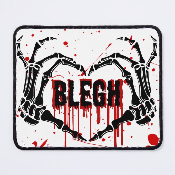 Item preview, I Love Blegh Heavy Metal Breakdown, Skeleton Heart Hands, Emo Metalcore Band, Screamo Vocals, Blood Splatter Drip Gothic Design designed and sold by DropDeadDsgns.