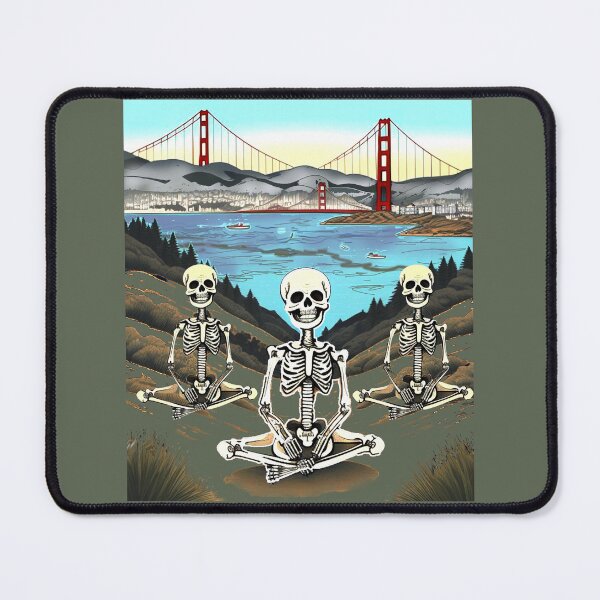 Artikelvorschau, Meditierende Skelette von Totenköpfen an der Golden Gate Bridge in San Francisco entworfen und verkauft von AuroraXGreen.