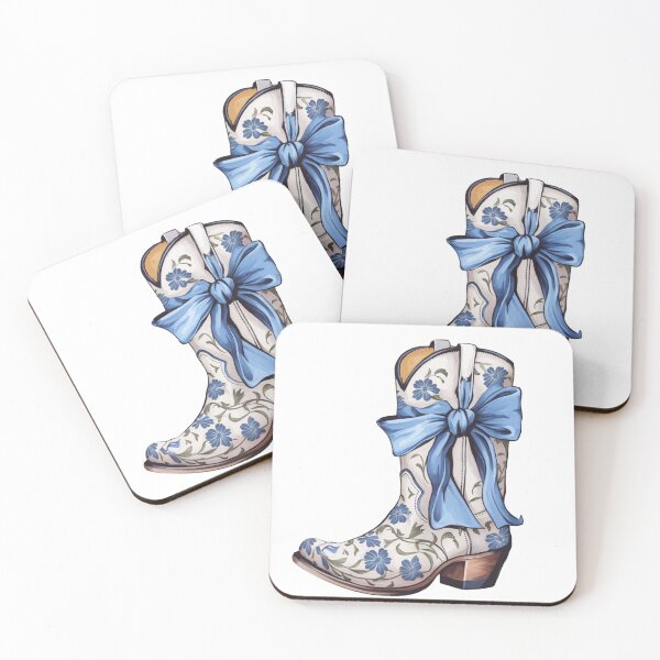Item preview, Floral Cowboy Boot with Blue Bow Illustration designed and sold by Charlietule.