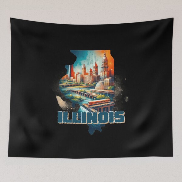 Item preview, Illinois retro travel map of United States designed and sold by CleanDecor.