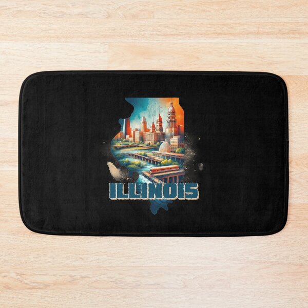 Item preview, Illinois retro travel map of United States designed and sold by CleanDecor.