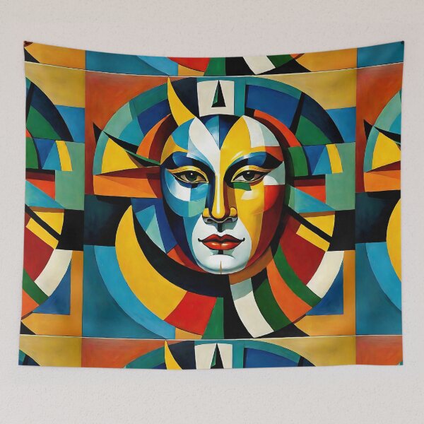 Item preview, Venetian Masquerade, Venice Masks Collection Cubism Art No:7 designed and sold by SofyaliArt.