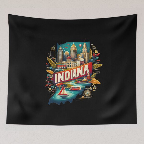 Item preview, Indiana retro travel map of United States designed and sold by CleanDecor.
