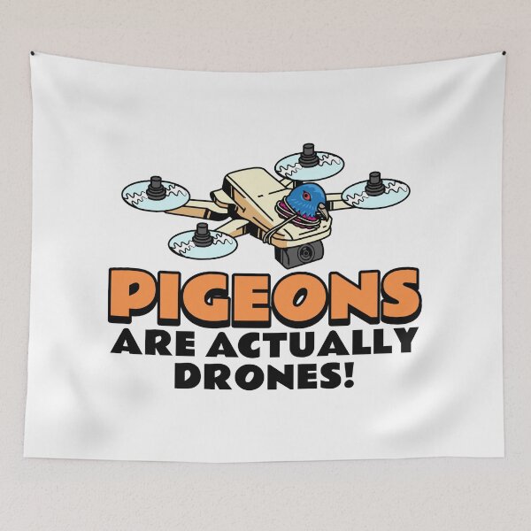Aperçu de l'œuvre Les pigeons sont une conspiration de drones créée et vendue par ThreadmyCanvas.