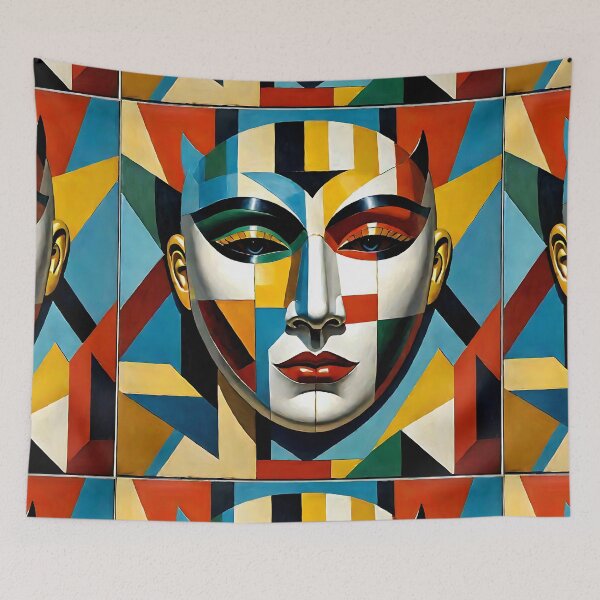 Item preview, Venetian Masquerade, Venice Masks Collection Cubism Art No:8 designed and sold by SofyaliArt.
