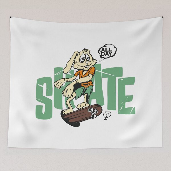 Item preview, Skate All Day - Cool Bunny Skateboarder Illustration designed and sold by Mehmet Hanifi Ekşi.