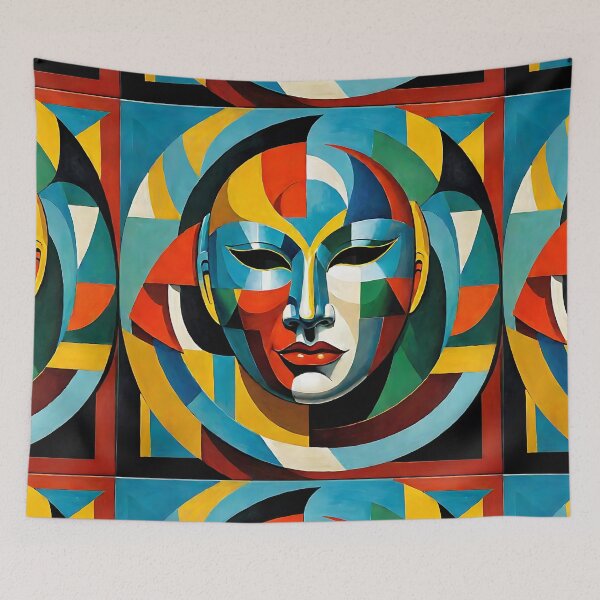 Item preview, Venetian Masquerade, Venice Masks Collection Cubism Art No:9 designed and sold by SofyaliArt.