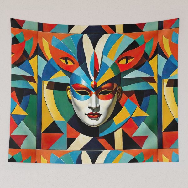 Item preview, Venetian Masquerade, Venice Masks Collection Cubism Art No:10 designed and sold by SofyaliArt.