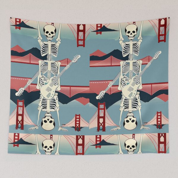 Artikelvorschau, Skelette Gitarrist Collage Deadhead San Francisco Golden Gate Bridge entworfen und verkauft von AuroraXGreen.