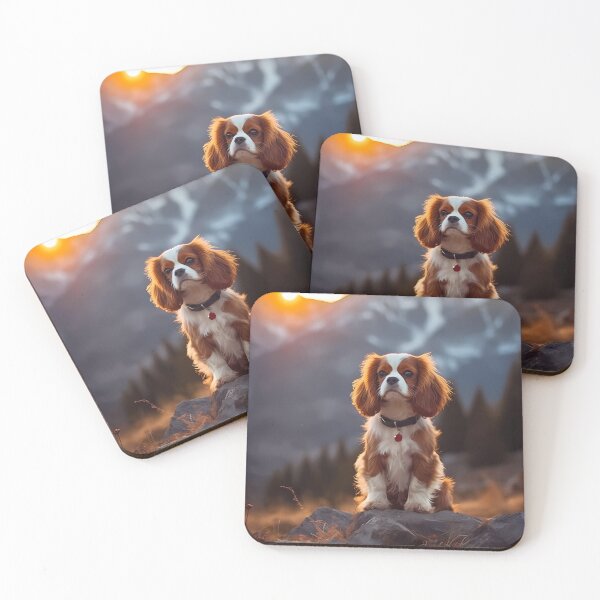 Item preview, Mountain Majesty Cavalier King Charles Spaniel's Sunset Adventure designed and sold by Cute-Cuddles.