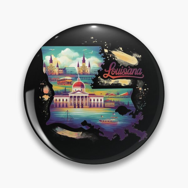 Item preview, Louisiana retro travel map of United States designed and sold by CleanDecor.