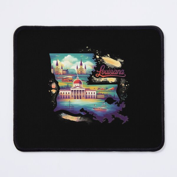 Item preview, Louisiana retro travel map of United States designed and sold by CleanDecor.