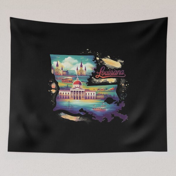 Item preview, Louisiana retro travel map of United States designed and sold by CleanDecor.