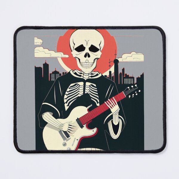 Item preview, Skeleton Deadhead Guitar baseball jersey in socialist style city designed and sold by AuroraXGreen.