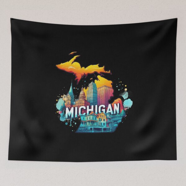 Item preview, Michigan retro travel map of United States designed and sold by CleanDecor.