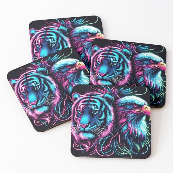 Item preview, Vivid neon wildlife portraits designed and sold by Dominika Farkašová.