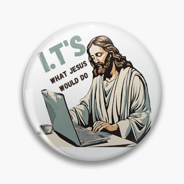 Item preview, I.Ts What Jesus Would Do – Humorous Jesus Working on Laptop Design designed and sold by Invisible-Cult.