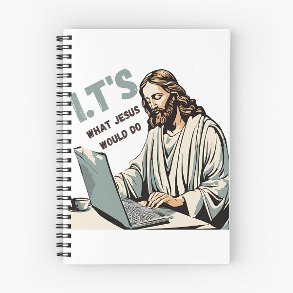 Item preview, I.Ts What Jesus Would Do – Humorous Jesus Working on Laptop Design designed and sold by Invisible-Cult.