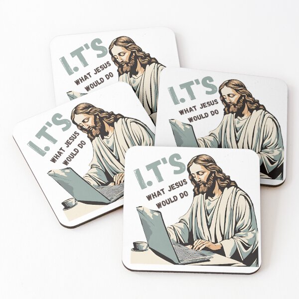 Item preview, I.Ts What Jesus Would Do – Humorous Jesus Working on Laptop Design designed and sold by Invisible-Cult.