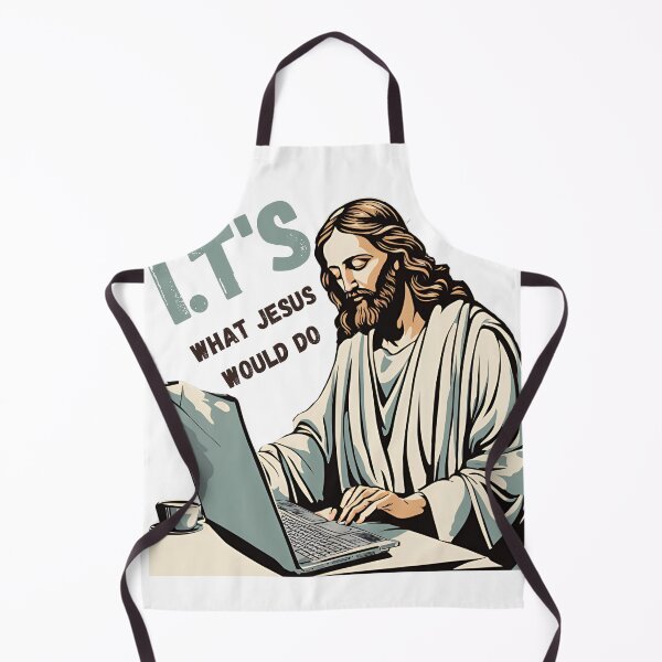Item preview, I.Ts What Jesus Would Do – Humorous Jesus Working on Laptop Design designed and sold by Invisible-Cult.