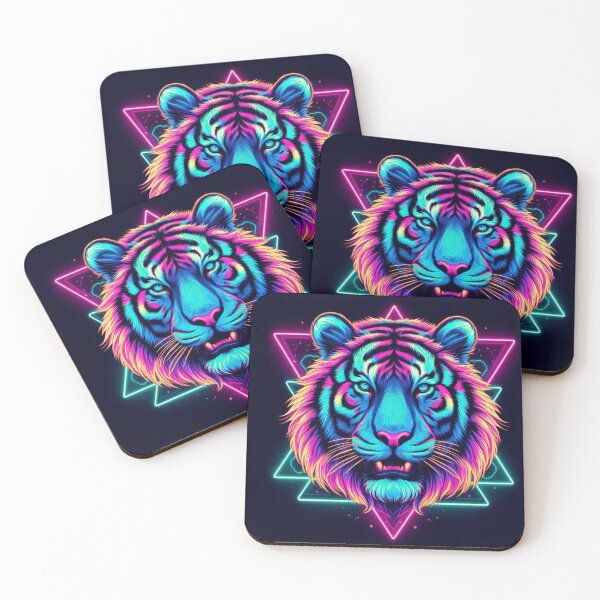 Item preview, neon tigers with electric colors designed and sold by Dominika Farkašová.
