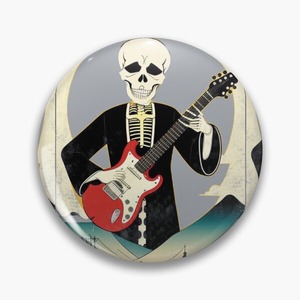 Item preview, Japanese Skeleton Guitarist Deadhead Mount Fuji Japan Skull Guitar designed and sold by AuroraXGreen.