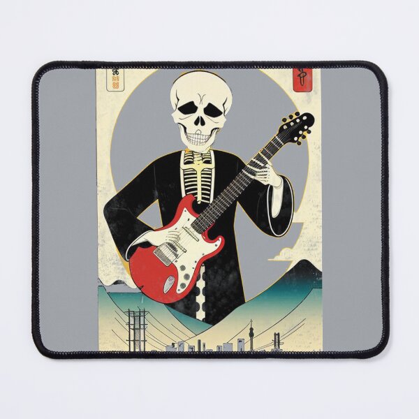 Item preview, Japanese Skeleton Guitarist Deadhead Mount Fuji Japan Skull Guitar designed and sold by AuroraXGreen.