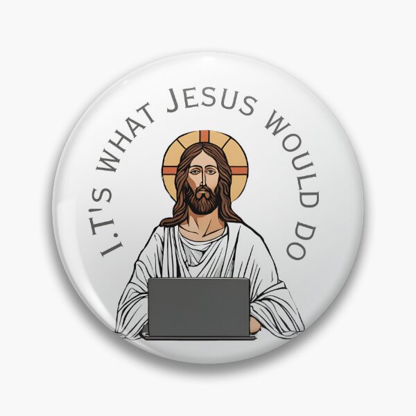 Item preview, I.Ts What Jesus Would Do – Humorous Jesus Working on Laptop Design designed and sold by Invisible-Cult.