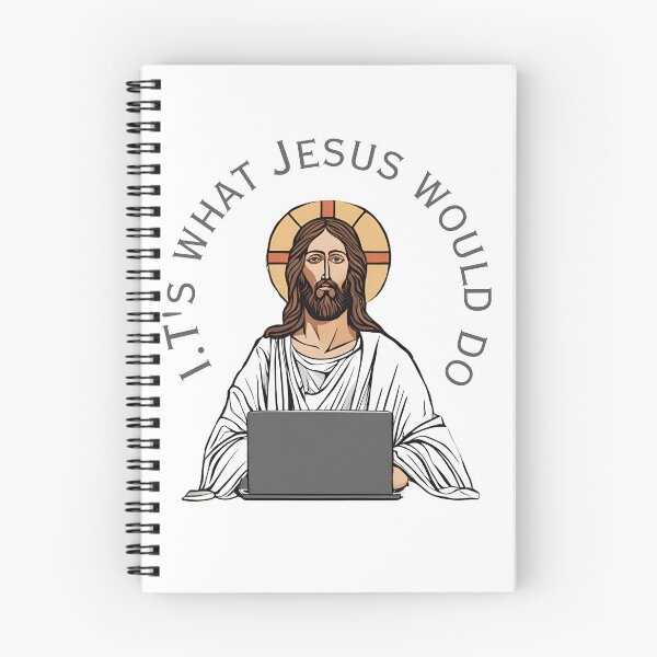 Item preview, I.Ts What Jesus Would Do – Humorous Jesus Working on Laptop Design designed and sold by Invisible-Cult.