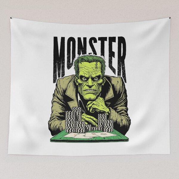 Item preview, Halloween Poker Funny Frankenstein Monster Hand Four Aces designed and sold by GrandeDuc.