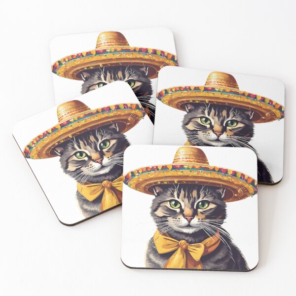Item preview, A cheerful cat in a Mexican hat designed and sold by katgosnice.