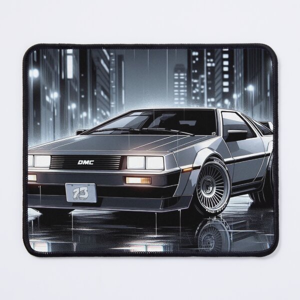Item preview, Manga Style DeLorean DMC12 in a rainy city at night designed and sold by 73corners.