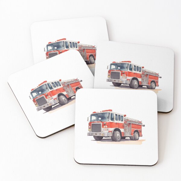 Item preview, Watercolor Firetruck Firefighter Vehicle Red Fire Truck  designed and sold by SOUFIANE1991.
