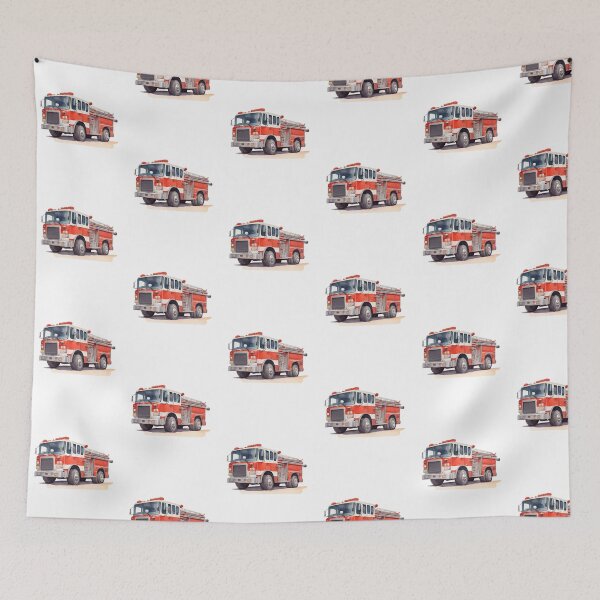 Item preview, Watercolor Firetruck Firefighter Vehicle Red Fire Truck  designed and sold by SOUFIANE1991.