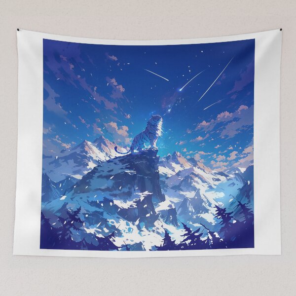Item preview, Tiger with Long Mane on Mountain Under Starry Sky designed and sold by Christian Weiss.