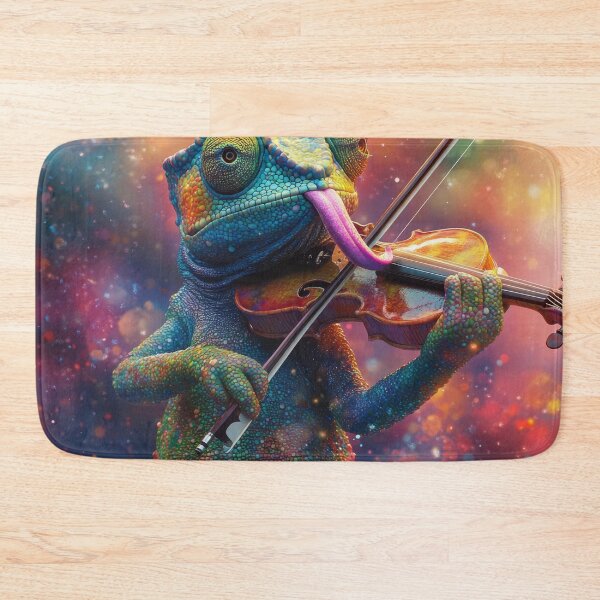 Item preview, Colorful Chameleon Playing Violin with Bokeh Background designed and sold by Kriengsaktalek.