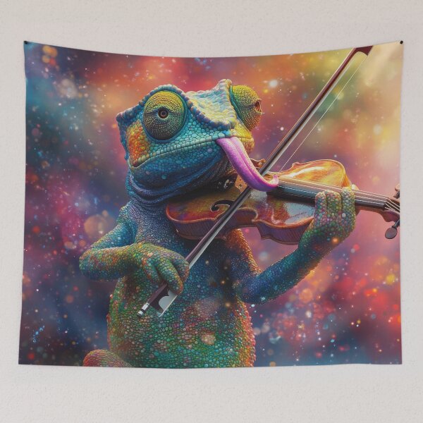 Item preview, Colorful Chameleon Playing Violin with Bokeh Background designed and sold by Kriengsaktalek.
