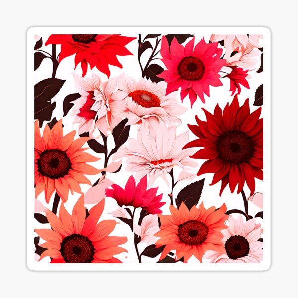 Item preview, Sunflowers in shades of red, pink, white designed and sold by Tchoice.