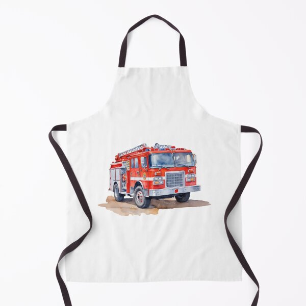Item preview, Watercolor Firetruck Firefighter Vehicle Red Fire Truck designed and sold by SOUFIANE1991.