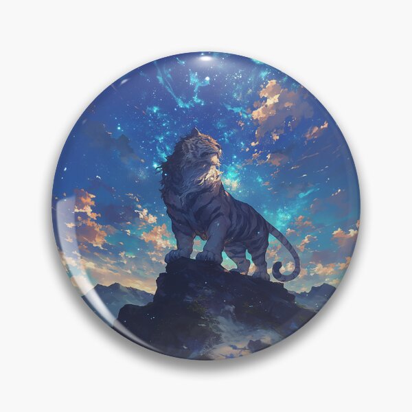 Item preview, Tiger with Long Mane on Mountain Under Starry Sky designed and sold by Christian Weiss.