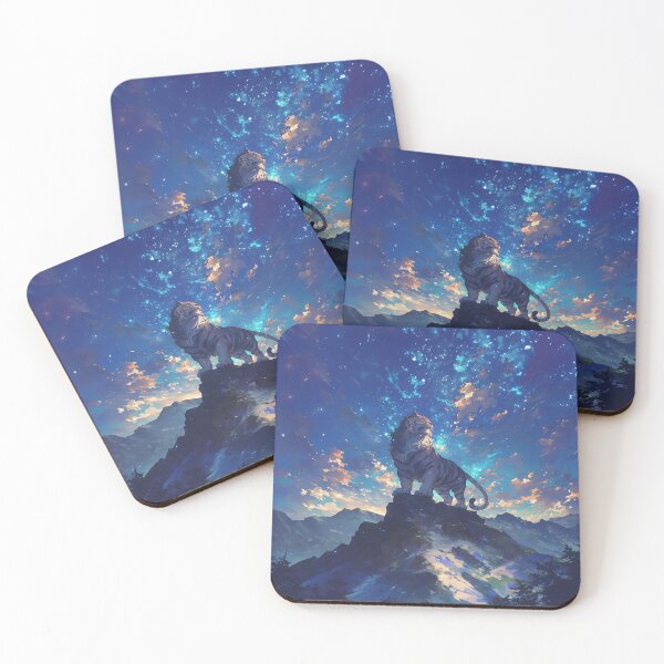 Item preview, Tiger with Long Mane on Mountain Under Starry Sky designed and sold by Christian Weiss.