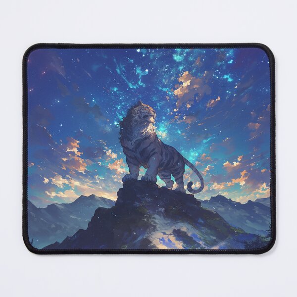 Item preview, Tiger with Long Mane on Mountain Under Starry Sky designed and sold by Christian Weiss.
