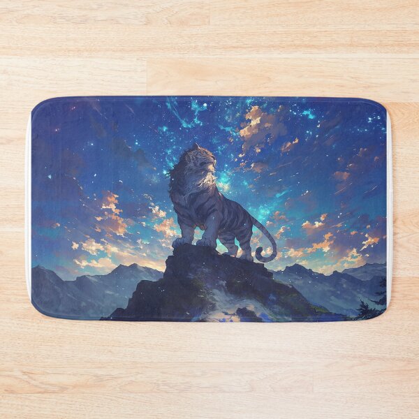 Item preview, Tiger with Long Mane on Mountain Under Starry Sky designed and sold by Christian Weiss.